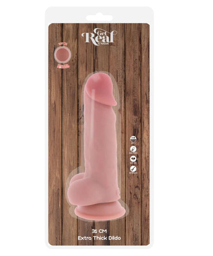 GET REAL - DELUXE REALISTIC PENIS WITH TESTICLES EXTRA THICK 31 CM