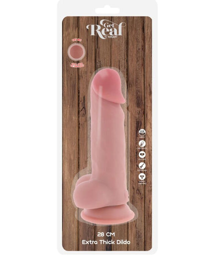 GET REAL - DELUXE REALISTIC PENIS WITH TESTICLES EXTRA THICK 28 CM