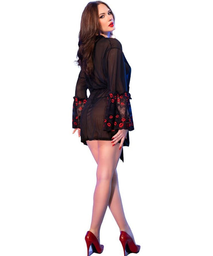 CHILIROSE - CR 4882 BABYDOLL & THONG BLACK XL