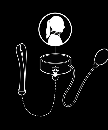 FETISH SUBMISSIVE BONDAGE - INFLATABLE STRANGLING COLLAR WITH CHAIN