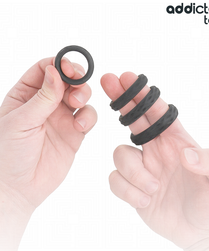 ADDICTED TOYS - TEXTURED COCK RING SET 4 SIZES