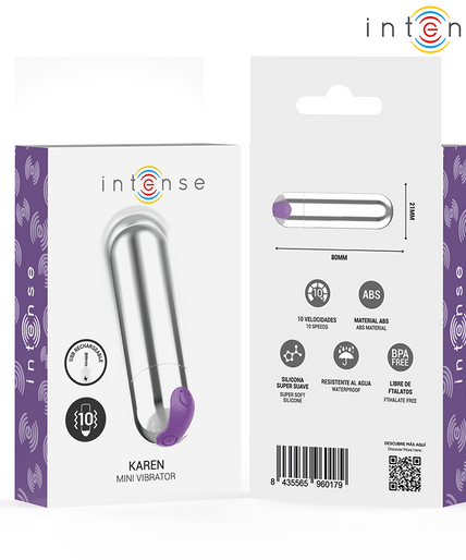 INTENSE - KAREN MINI RECHARGEABLE VIBRATING BULLET SILVER