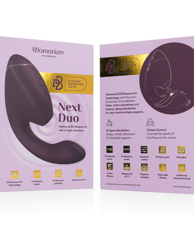 Womanizer – Duo Next Dual Clitoral & G – Spot Stimulator Donkerpaars