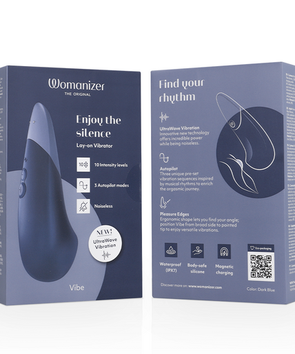 WOMANIZER - VIBE LAY-ON SILENT VIBRATOR DARK BLUE