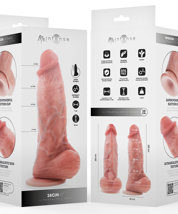 MR INTENSE - EXTRAGROTE SPENCER SILICONEN DILDO 28 CM -Ø- 7,3 CM