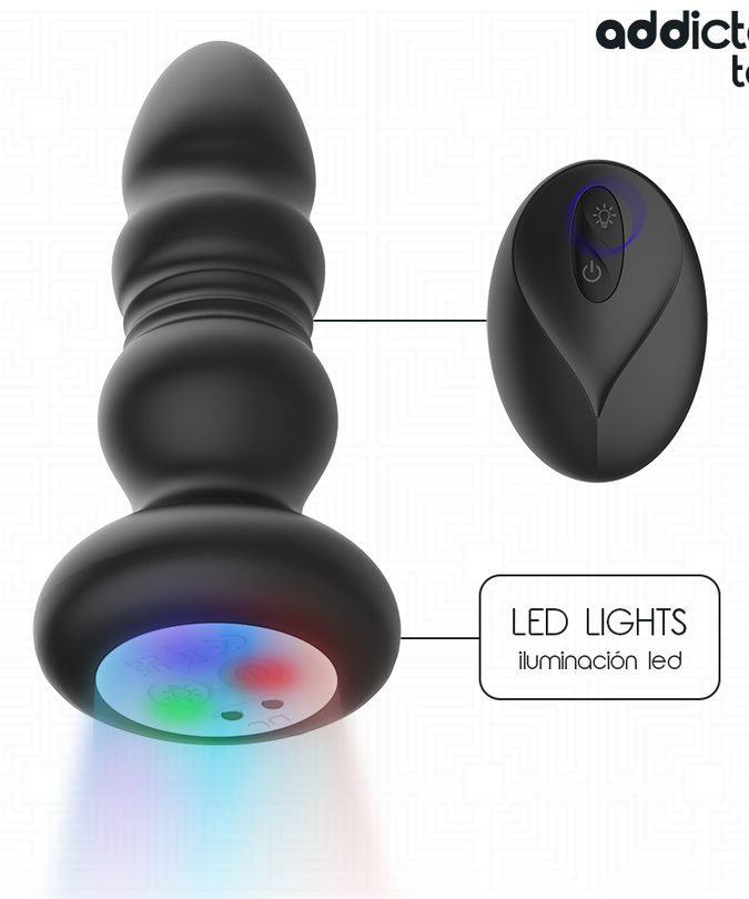 ADDICTED TOYS - THRUSTING VIBRATING ANAL PLUG, LED LIGHT REMOTE CONTROL