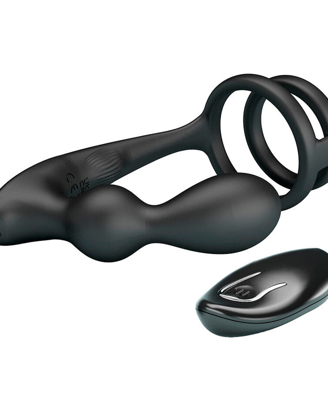 MR PLAY - VIBRATING ANAL PLUG WITH PENIS RING REMOTE CONTROL