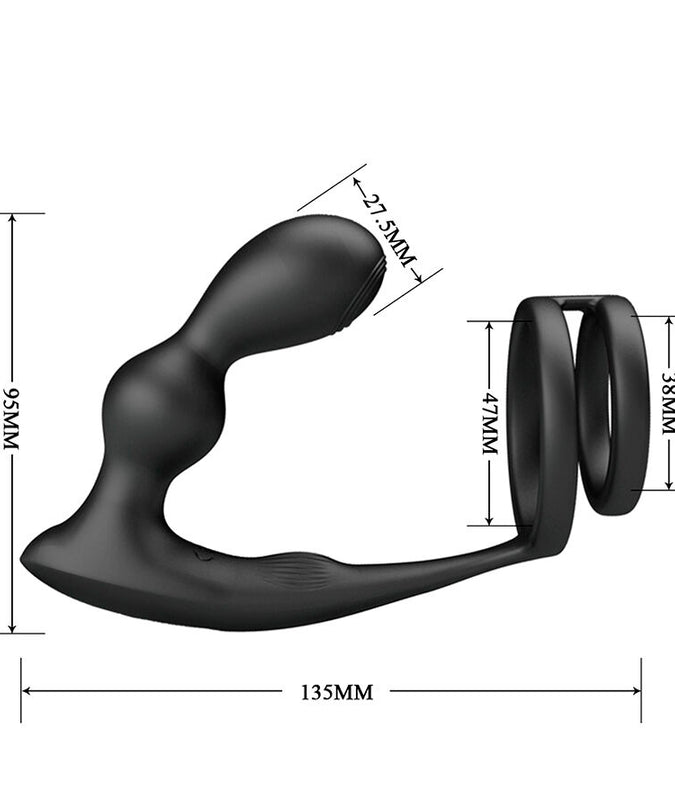 MR PLAY - VIBRATING ANAL PLUG WITH PENIS RING REMOTE CONTROL