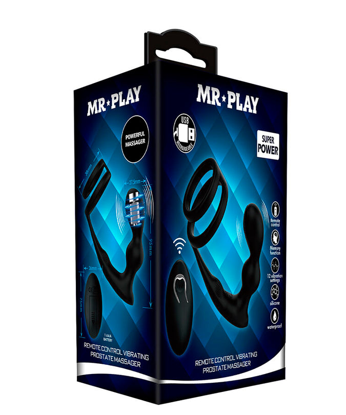 MR PLAY - VIBRATING ANAL PLUG WITH PENIS RING REMOTE CONTROL
