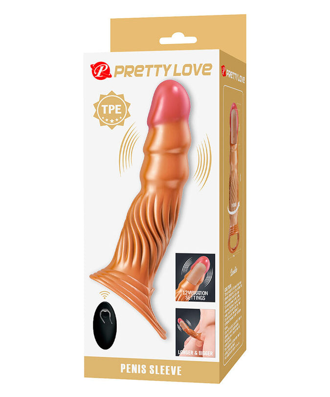 Pretty Love – Strukturierte Penis-Hülle mit Vibration und Fernbedienung