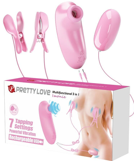 PRETTY LOVE - IMONIE 3-IN-1 MULTIFUNCTIONAL SET WITH SUCTION CUP, NIPPLES AND CLITORIS
