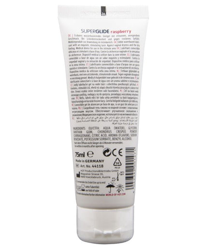 HOT - SUPERGLIDE EDIBLE LUBRICANT WATERBASED RASPBERRY 75 ML