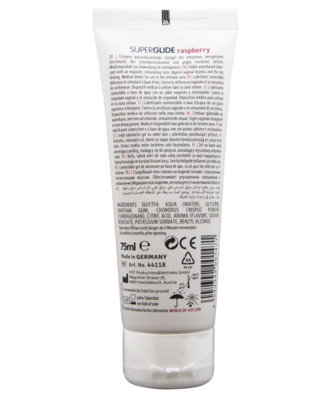 HET - SUPERGLIDE EETBAAR GLIJMIDDEL OP WATERBASIS FRAMBOOS 75 ML