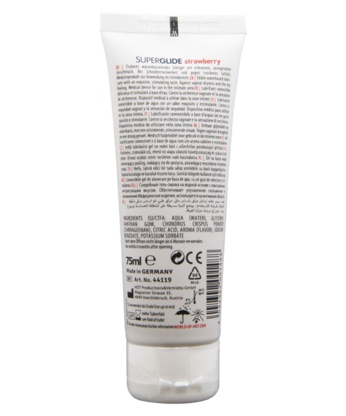 HOT - SUPERGLIDE EDIBLE LUBRICANT WATERBASED STRAWBERRY 75 ML