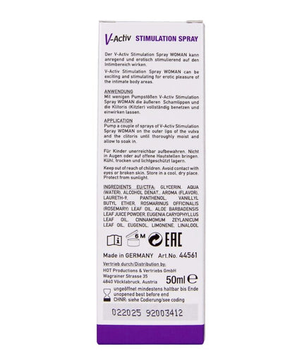 HOT - V-ACTIV STIMULERENDE SPRAY VOOR VROUWEN 50 ML