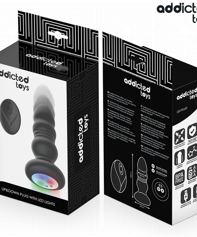 ADDICTED TOYS - THRUSTING VIBRATING ANAL PLUG, LED LIGHT REMOTE CONTROL