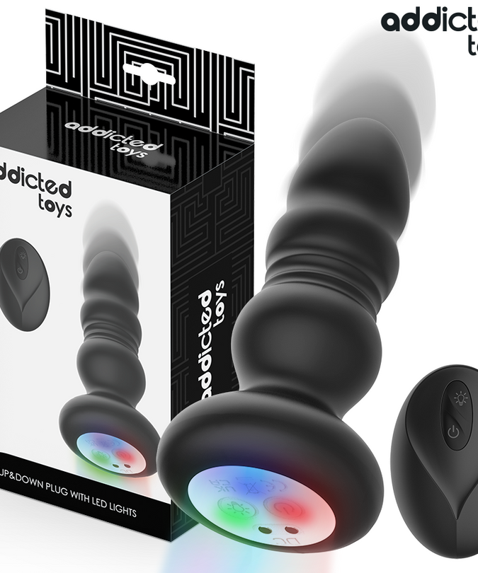 ADDICTED TOYS - THRUSTING VIBRATING ANAL PLUG, LED LIGHT REMOTE CONTROL