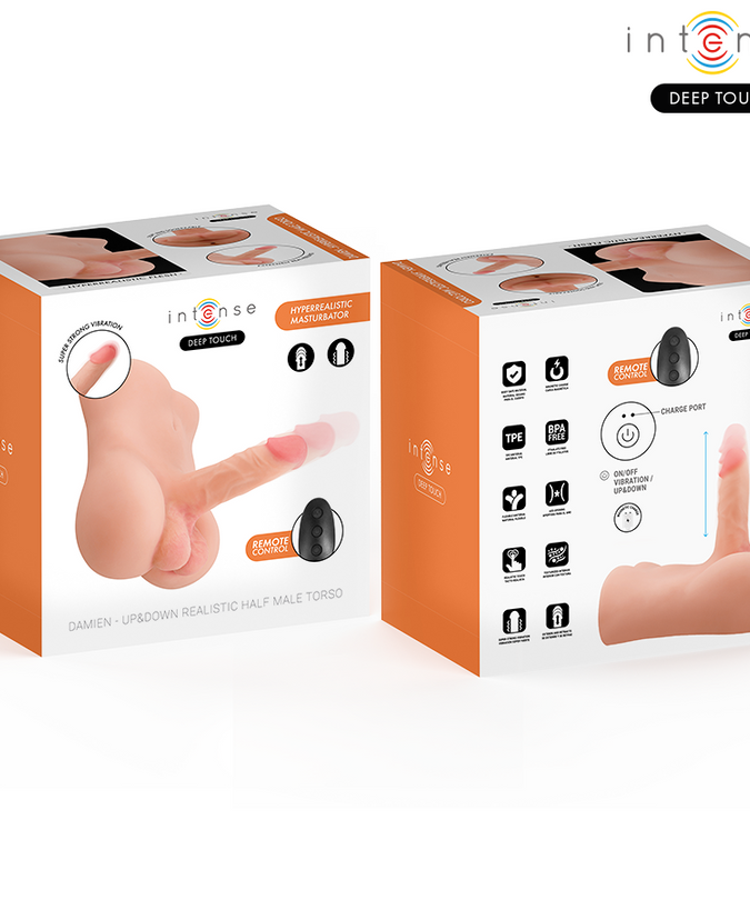 INTENSE DEEP TOUCH - DAMIEN TORSO WITH REALISTIC DILDO WITH PUSHING AND VIBRATION REMOTE CONTROL 3.5 KG