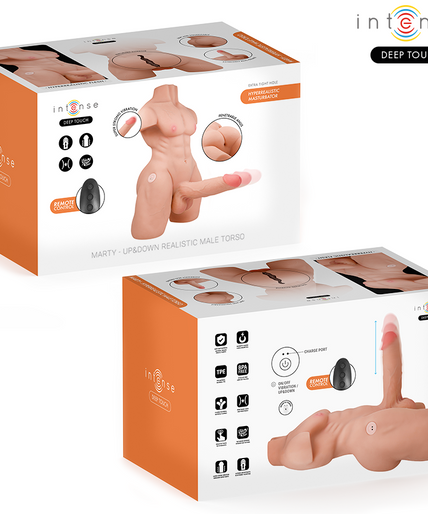 INTENSE DEEP TOUCH - MARTY TORSO WITH ANUS AND REALISTIC DILDO WITH PUSHING AND VIBRATION, REMOTE CONTROL, 6.2 KG