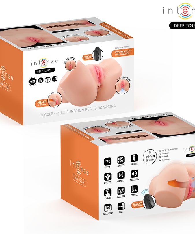 INTENSE DIEPE TOUCH - NICOLE VAGINALE MASTURBATOR MET ZUIGKRACHT, WARMTE, TRILLING EN STEMEFFECTEN MET AFSTANDSBEDIENING 5,3 KG