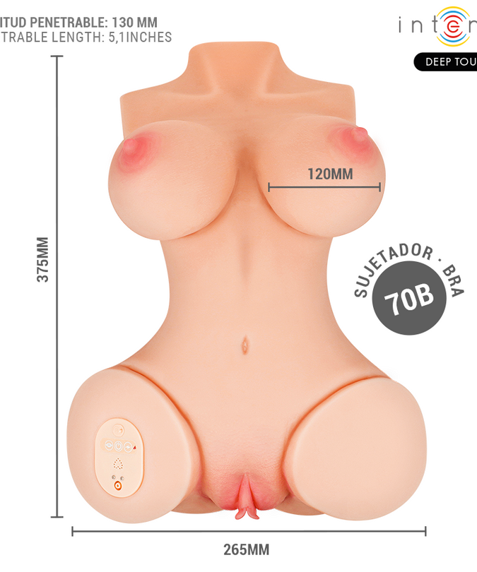 INTENSE DEEP TOUCH - VERO TORSO VAGINA MET ZUIGING, WARMTE, TRILLINGEN EN STEMEFFECTEN MET AFSTANDSBEDIENING 5,5 KG