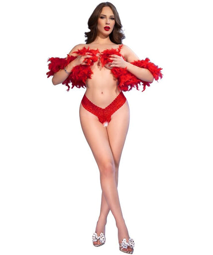 CHILIROSE - CR 4885 RED OPEN-CROTCH THONGS XL
