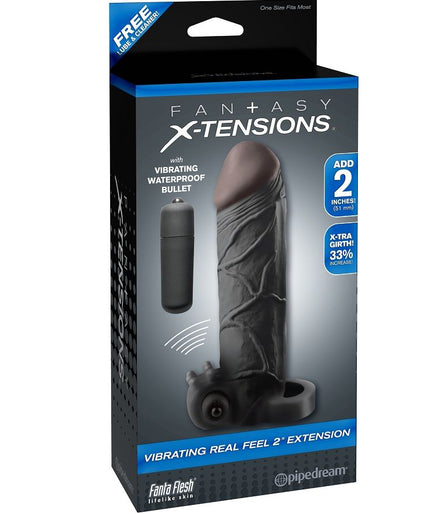 FANTASY X- TENSIONS - VIBRATING REAL FEEL 2 EXTENSION BLACK