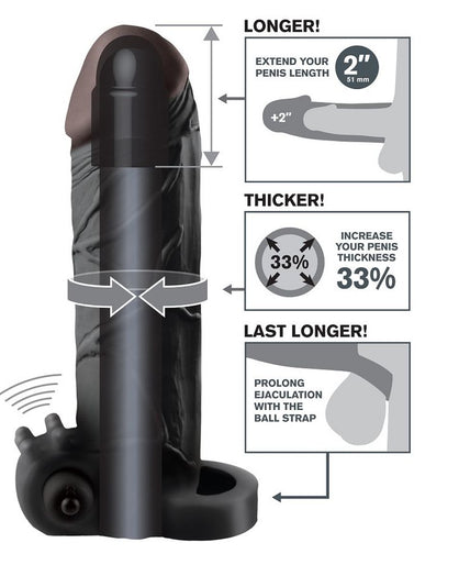 FANTASY X- TENSIONS - VIBRATING REAL FEEL 2 EXTENSION BLACK