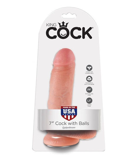 KING COCK - 7 DILDO FLESH WITH BALLS 17.8 CM