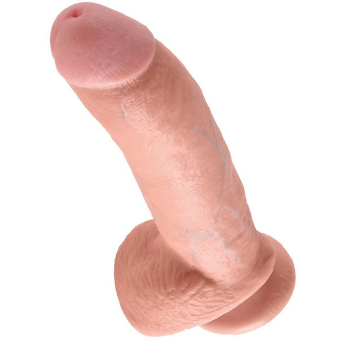 KING COCK - 9 DILDO HUIDSKLEUR MET BALLEN 22.9 CM