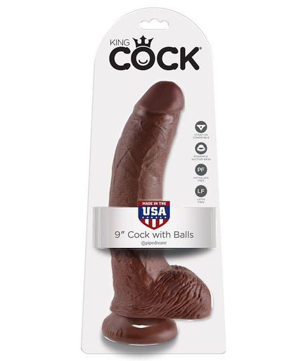KING COCK - 9 DILDO BROWN WITH BALLS 22.9 CM