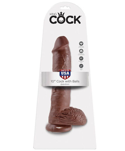 KING COCK - 10 DILDO BROWN WITH BALLS 25.4 CM