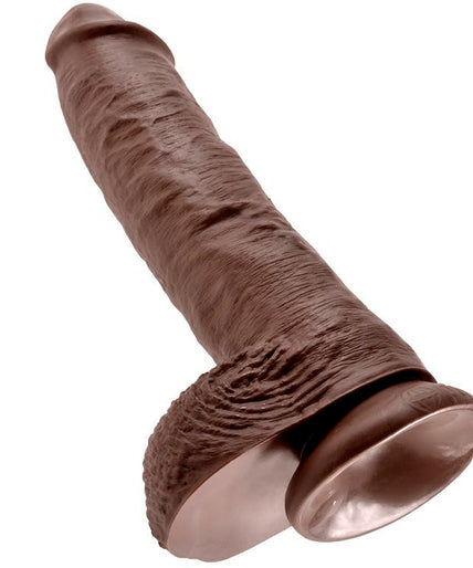 KING COCK - 10 DILDO BROWN WITH BALLS 25.4 CM