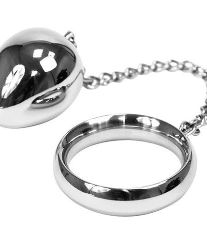 Metal Hard Cock Ring 40mm with Chain & Metal Ball – Stainless Steel
