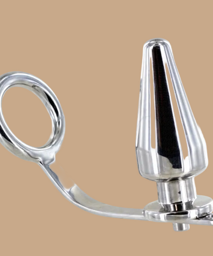 Metal Hard Steel Ring with Anal Plug – 80 x 55mm
