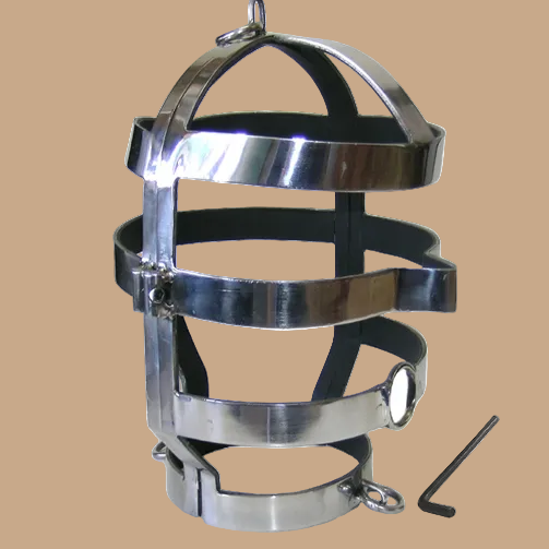 Metalen hard BDSM-masker met stalen ketting