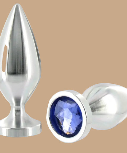 Metal Hard – Anaalplug aluminium crystal – groot 10,16 cm