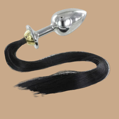 Metalen Hardstalen Anaalplug met Staart – 8,89 cm