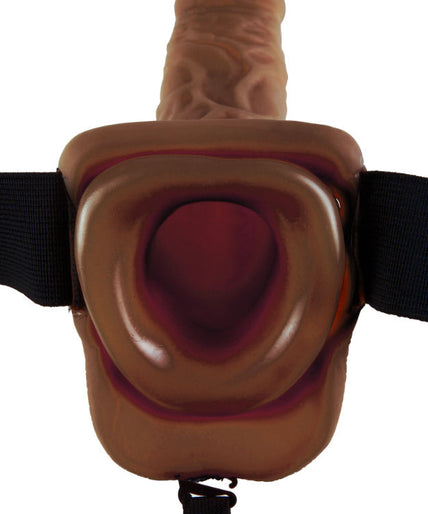 FETISH FANTASY SERIES - SERIES 9 HOLLOW STRAP-ON WITH BALLS 22.9CM BROWN