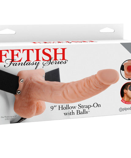 FETISH FANTASY SERIES - SERIES 9 HOLLOW STRAP-ON WITH BALLS 22.9CM FLESH