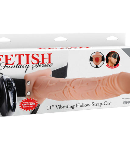 FETISH FANTASY SERIES - SERIES 11 HOLLOW STRAP-ON VIBRATING WITH BALLS 27.9CM FLESH