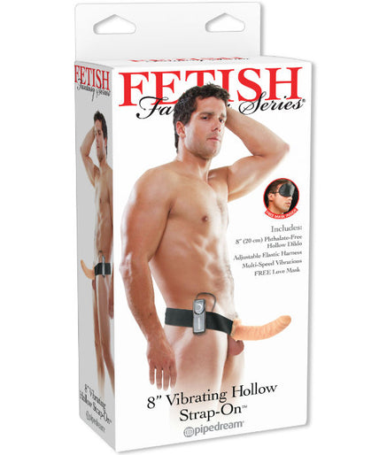 FETISH FANTASY SERIES - 19 CM VIBRATING HOLLOW STRAP-ON BROWN
