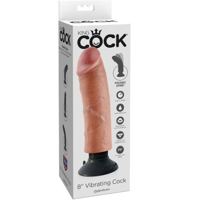 King Cock – 20.32 Cm Vibrating Cock Flesh