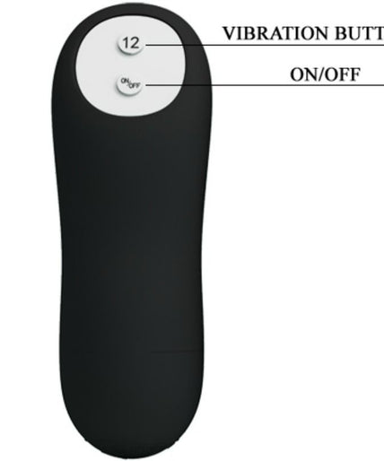 PRETTY LOVE - ANAL PLUG SILICONE EXTRA STIMULATION AND 12 VIBRATION MODES BLACK REMOTE CONTROL