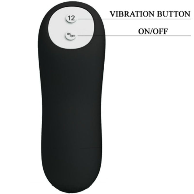 Pretty Love – Anaalplug van siliconen met extra stimulatie en 12 vibratiemodi, zwart, met afstandsbediening