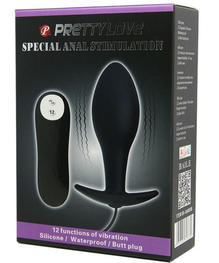 PRETTY LOVE - ANAL PLUG ANCHOR FORM SILICONE 12 VIBRATION MODES BLACK