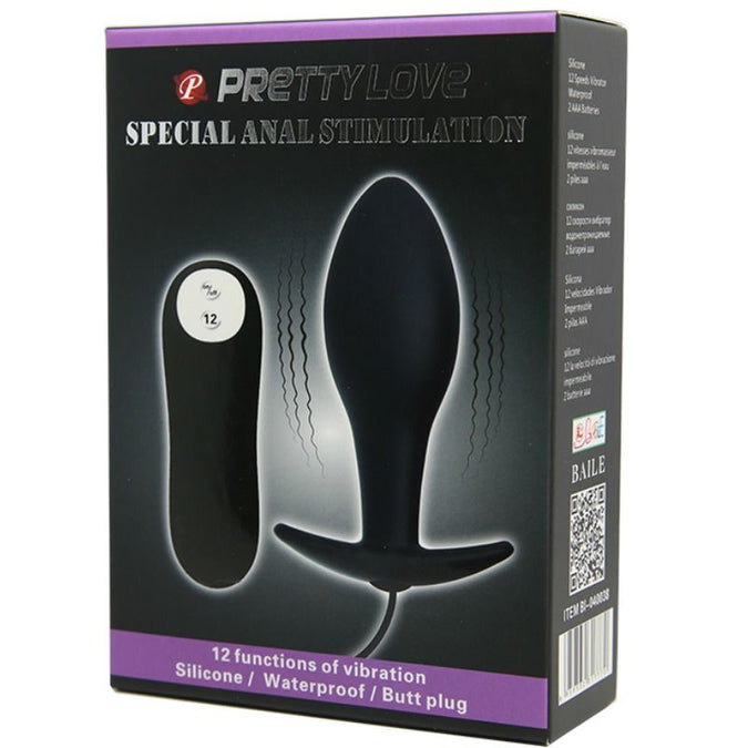 PRETTY LOVE - ANAALPLUG ANKERVORM SILICONEN 12 TRILLINGSMODI ZWART