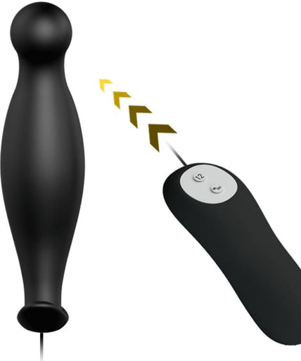 PRETTY LOVE - SILICONE ANAL PLUG 12 VIBRATION MODES BLACK