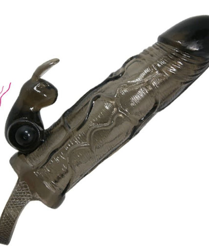 BAILE - STOUTE MAN PENIS COVER MET KONIJN ZWART 16,5 CM