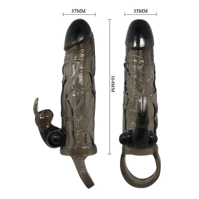 BAILE - STOUTE MAN PENIS COVER MET KONIJN ZWART 16,5 CM